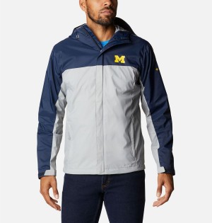 Grey Men's Columbia Collegiate Glennaker Storm - Michigan Rain Jacket | CLAKF-9753