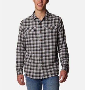 Grey Men's Columbia Flare Gun Stretch Flannel Shirt | JNRFA-4791