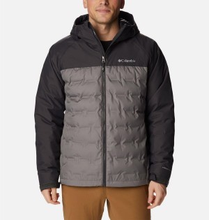 Grey Men's Columbia Grand Trek II Hooded Insulated Puffer Jacket | PZJON-9806