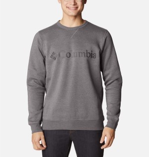 Grey Men's Columbia Logo Fleece Crew Pullover | CEHMQ-2601