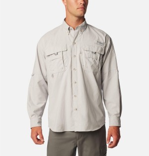 Grey Men's Columbia PFG Bahama II Long Sleeve Shirt | CWYFV-3094