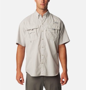 Grey Men's Columbia PFG Bahama II Short Sleeve Shirt | FZBYV-9831