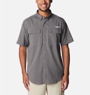 Grey Men's Columbia PFG Blood and Guts IV Woven Short Sleeve Shirt | KPVEF-6572