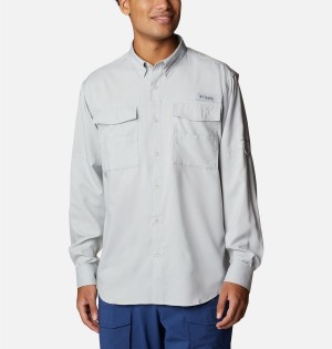 Grey Men's Columbia PFG Blood and Guts IV Woven Long Sleeve Shirt | QTXFJ-3902