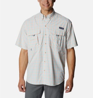 Grey Men's Columbia PFG Super Bahama Short Sleeve Shirt | BSHGI-9716