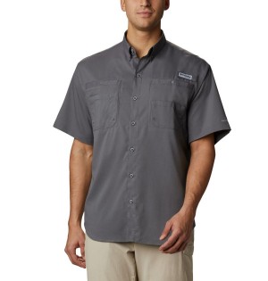 Grey Men's Columbia PFG Tamiami II Short Sleeve Shirt | CTHAE-6415