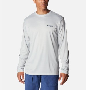 Grey Men's Columbia PFG Terminal Tackle Fish Star Long Sleeve T-Shirt | XPSYW-6452