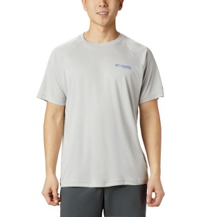 Grey Men's Columbia PFG Terminal Tackle Heather Short Sleeve T-Shirt | TFGWL-1724