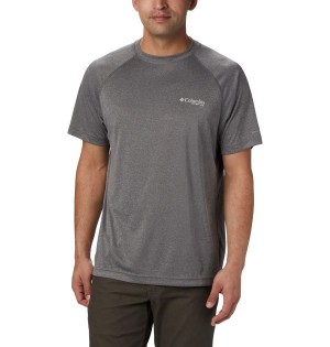 Grey Men's Columbia PFG Terminal Tackle Heather Short Sleeve T-Shirt | OLNWB-7923