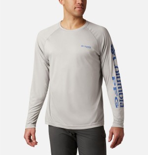 Grey Men's Columbia PFG Terminal Tackle Heather Long Sleeve T-Shirt | AGSTC-4120