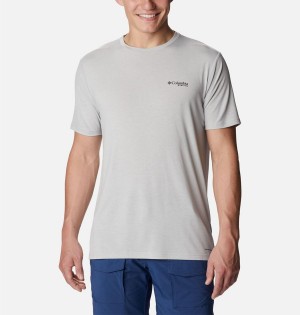 Grey Men's Columbia PFG Triangle Fill Tech T-Shirt | ZARIJ-9642