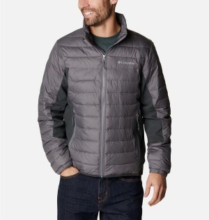 Grey Men's Columbia Powder Lite Hybrid Insulated Puffer Jacket | NXMUH-9046