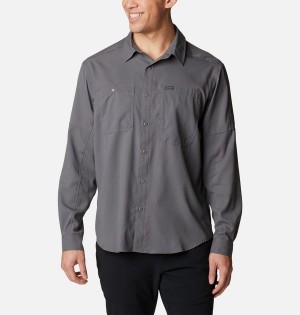 Grey Men's Columbia Silver Ridge Utility Lite Long Sleeve Shirt | KJSWF-1697