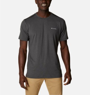 Grey Men's Columbia Tech Trail Crew Neck T-Shirt | ELQMA-1352