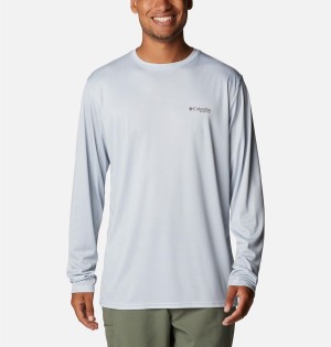 Grey Men's Columbia Terminal Tackle PFG Fish Flag Long Sleeve T-Shirt | BUVCJ-8462