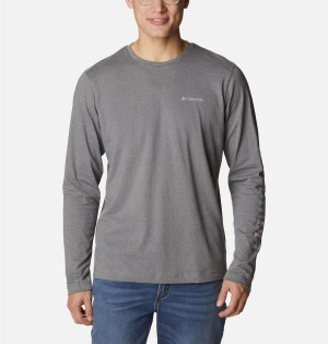 Grey Men's Columbia Thistletown Hills Long Sleeve Logo T-Shirt | SFEVD-5867