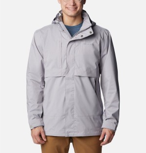 Grey Men's Columbia Wright Lake Rain Jacket | BUHFR-5809