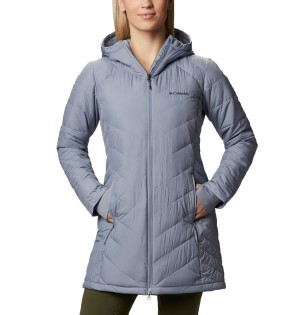 Grey Women's Columbia Heavenly Long Hooded Puffer Jacket | BDQSL-4936