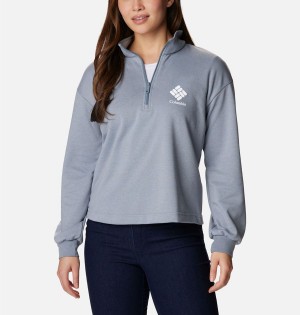 Grey Women's Columbia Logo French Terry Half Zip Pullover | SDITB-9756