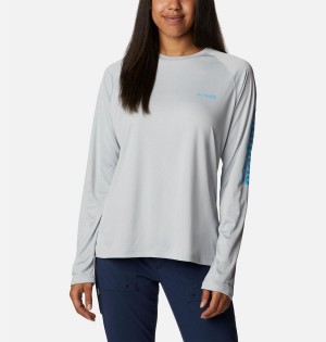 Grey Women's Columbia PFG Tidal II Long Sleeve T-Shirt | OBKLJ-9357