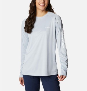 Grey Women's Columbia Tidal PFG Heather Long Sleeve T-Shirt | VXHSI-4982