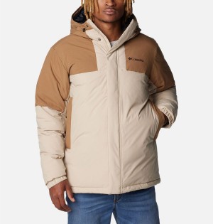 Khaki Men's Columbia Aldercrest Hooded Insulated Puffer Jacket | OYIKV-7236