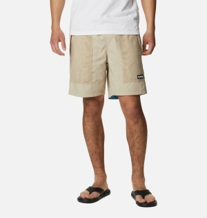 Khaki Men's Columbia Deschutes Valley Reversible Shorts | QWESV-9268