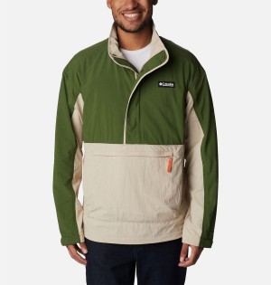 Khaki Men's Columbia Deschutes Valley Wind Shell Jacket Windbreaker | HREFT-0268