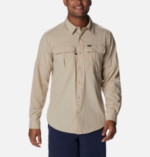 Khaki Men's Columbia Newton Ridge II Long Sleeve Shirt | CDNLQ-2983