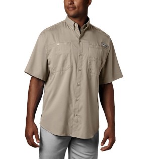 Khaki Men's Columbia PFG Tamiami II Short Sleeve Shirt | GMCOK-3017