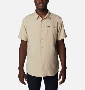 Khaki Men's Columbia Silver Ridge UtilityLite Short Sleeve Shirt | YZILH-8691