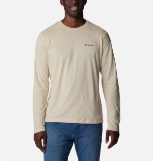 Khaki Men's Columbia Thistletown Hills Long Sleeve Crew T-Shirt | MRCTJ-3459