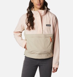 Khaki Women's Columbia Deschutes Valley Wind Shell Jacket Windbreaker | QPHVL-5617