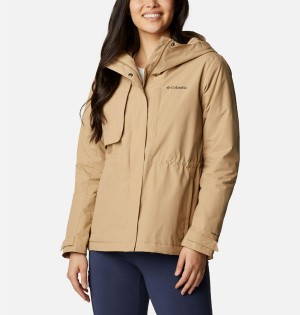 Khaki Women's Columbia Hadley Trail Rain Jacket | EFLGA-6238