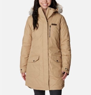 Khaki Women's Columbia Suttle Mountain Long Insulated Coats | DYAFM-3279