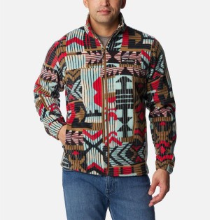 Multicolor Men's Columbia Steens Mountain Printed Fleece Jacket | AFKBV-3812