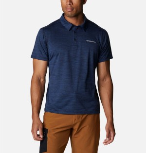 Navy Men's Columbia Alpine Chill Zero Polo Shirt | LJWEK-3109