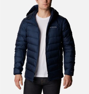 Navy Men's Columbia Autumn Park Hooded Insulated Puffer Jacket | NGYLE-1702