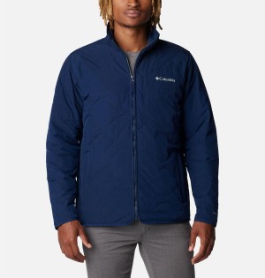 Navy Men's Columbia Birchwood Insulated Puffer Jacket | RTDNB-6572