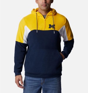 Navy Men's Columbia Collegiate Lodge Fleece - Michigan Hoodie | VTRSX-6703