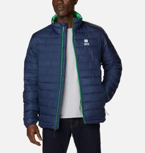 Navy Men's Columbia Collegiate Powder Lite - Notre Dame Insulated Puffer Jacket | IHYNW-2317