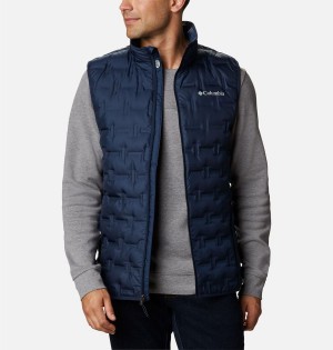 Navy Men's Columbia Delta Ridge Down Vest | NCYXU-5026