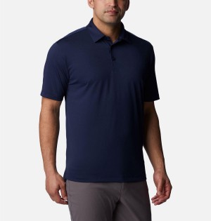 Navy Men's Columbia Drive Golf Polo Shirt | BQCYH-4153