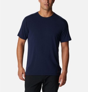 Navy Men's Columbia Endless Trail Running Tech T-Shirt | DCOKA-4053