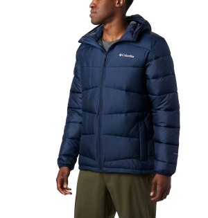 Navy Men's Columbia Fivemile Butte Hooded Insulated Puffer Jacket | VQIPZ-6358