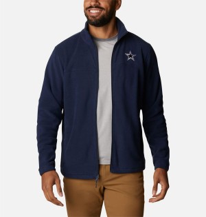 Navy Men's Columbia Flanker III - Dallas Cowboys Fleece Jacket | BVSMC-2651