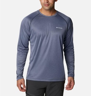 Navy Men's Columbia Fork Stream Heather Long Sleeve T-Shirt | CZJYL-2735