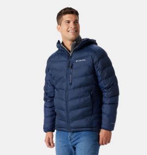 Navy Men's Columbia Labyrinth Loop Omni Heat Infinity Hooded Insulated Puffer Jacket | HGQSF-7451