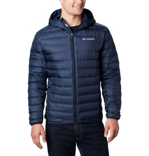 Navy Men's Columbia Lake 22 Hooded Insulated Puffer Jacket | CMDUF-9653