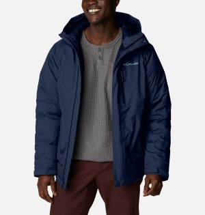 Navy Men's Columbia Oak Harbor Omni Heat Infinity Rain Insulated Puffer Jacket | FHCMA-5817